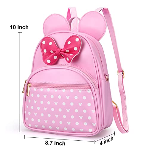 Dksyee Cute Little Girls Backpacks Mini Mouse Backpack Kids Backpack Small Backpack Purses Pink Leather Toddler Backpack Best Travel Bag Crossbody Purse Baby Backpack Preschool Backpack - Image 3