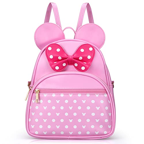 Dksyee Cute Little Girls Backpacks Mini Mouse Backpack Kids Backpack Small Backpack Purses Pink Leather Toddler Backpack Best Travel Bag Crossbody Purse Baby Backpack Preschool Backpack - Image 1