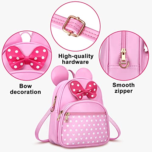 Dksyee Cute Little Girls Backpacks Mini Mouse Backpack Kids Backpack Small Backpack Purses Pink Leather Toddler Backpack Best Travel Bag Crossbody Purse Baby Backpack Preschool Backpack - Image 4