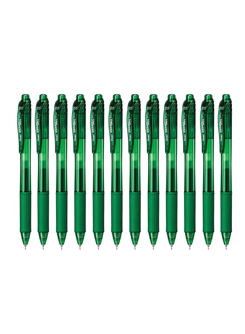 Pentel 12-Piece Energel Gel Ink Pen 0.5mm Tip Green Ink - Image 1