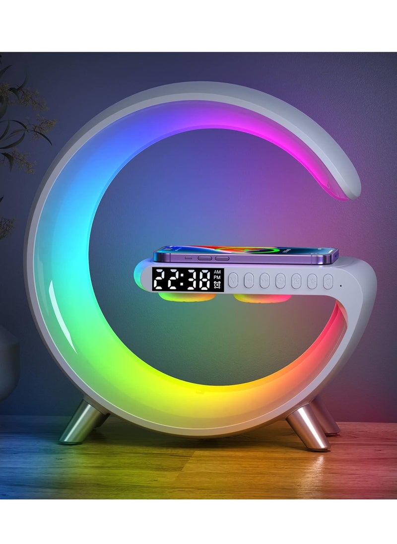 Generic Desk Lamp,RGB Atmosphere Lamp Color Changing Mood Light with Wireless Charger,15W LED Bedside lamp with Time Display, Dimmable Night Light with Alarm Clock, Bluetooth Speaker and APP Control  - Image 1
