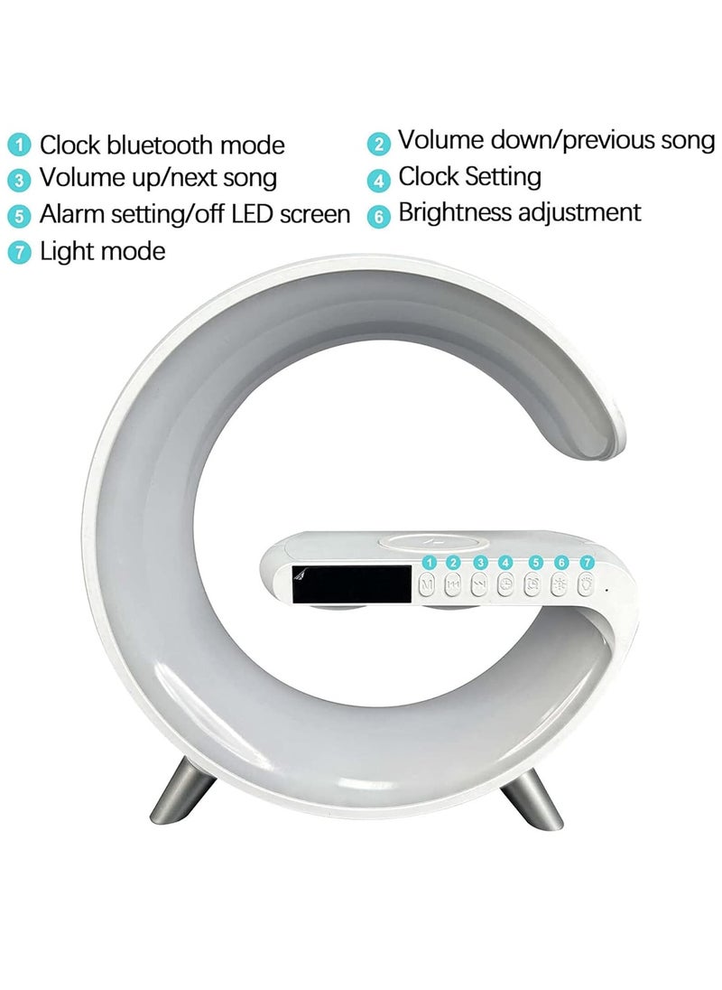 Generic Desk Lamp,RGB Atmosphere Lamp Color Changing Mood Light with Wireless Charger,15W LED Bedside lamp with Time Display, Dimmable Night Light with Alarm Clock, Bluetooth Speaker and APP Control  - Image 4
