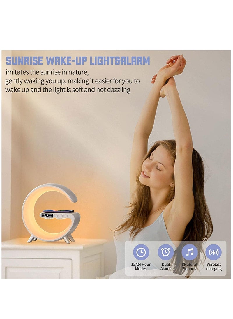 Generic Desk Lamp,RGB Atmosphere Lamp Color Changing Mood Light with Wireless Charger,15W LED Bedside lamp with Time Display, Dimmable Night Light with Alarm Clock, Bluetooth Speaker and APP Control  - Image 5