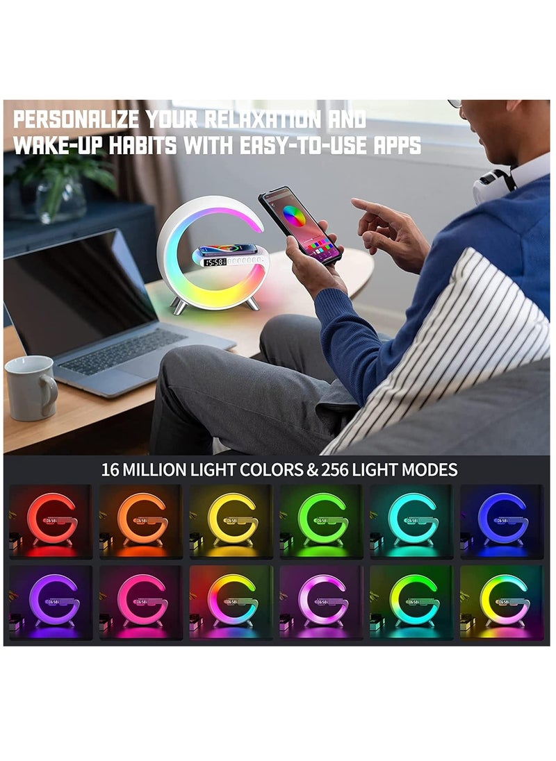 Generic Desk Lamp,RGB Atmosphere Lamp Color Changing Mood Light with Wireless Charger,15W LED Bedside lamp with Time Display, Dimmable Night Light with Alarm Clock, Bluetooth Speaker and APP Control  - Image 3