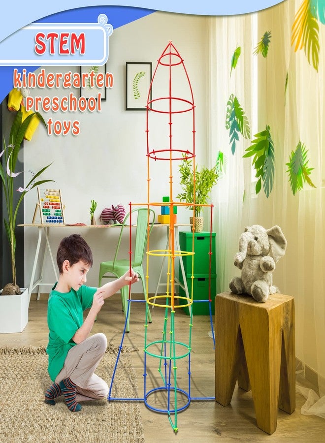 Ggiibro Creative Straw STEM Building Toys 450Pcs Aged for 3-5 5-7 Preschool Kids Constructor Toy Thin Tube Toy DIY Educational Interlocking Plastic Engineering Toys Kit for Boys and Girls - Image 4