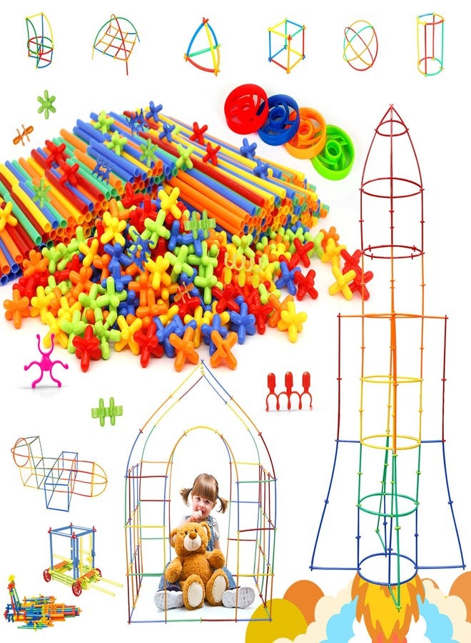 Ggiibro Creative Straw STEM Building Toys 450Pcs Aged for 3-5 5-7 Preschool Kids Constructor Toy Thin Tube Toy DIY Educational Interlocking Plastic Engineering Toys Kit for Boys and Girls - Image 1