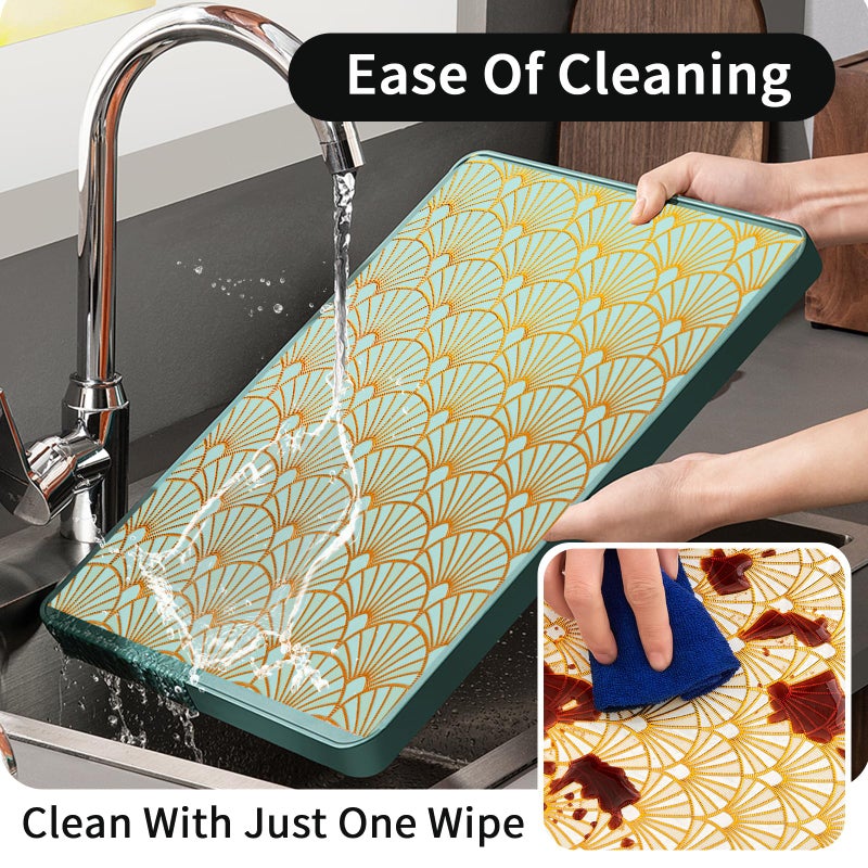 Kimhan 3D Drawer and Shelf Liner for Kitchen Cabinet: 12 in X 20 Ft 3D Waterproof Shelf Paper Non Adhesive Refrigerator Liners Golden Ginkgo Leaf Easy Liners for Bathroom with Knife Tape Measure - Image 5