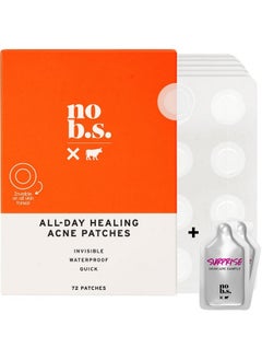 NO B. S. NO BAD STUFF No B.S. (No Bad Stuff) Healing Acne Patches with Hydrocolloid, Waterproof, Invisible Pimple Patches, Wear Under Makeup & Sunscreen, Acne Skin Care for Women & Men, Spot Patches for Pimples, 72 CT  - Image 1