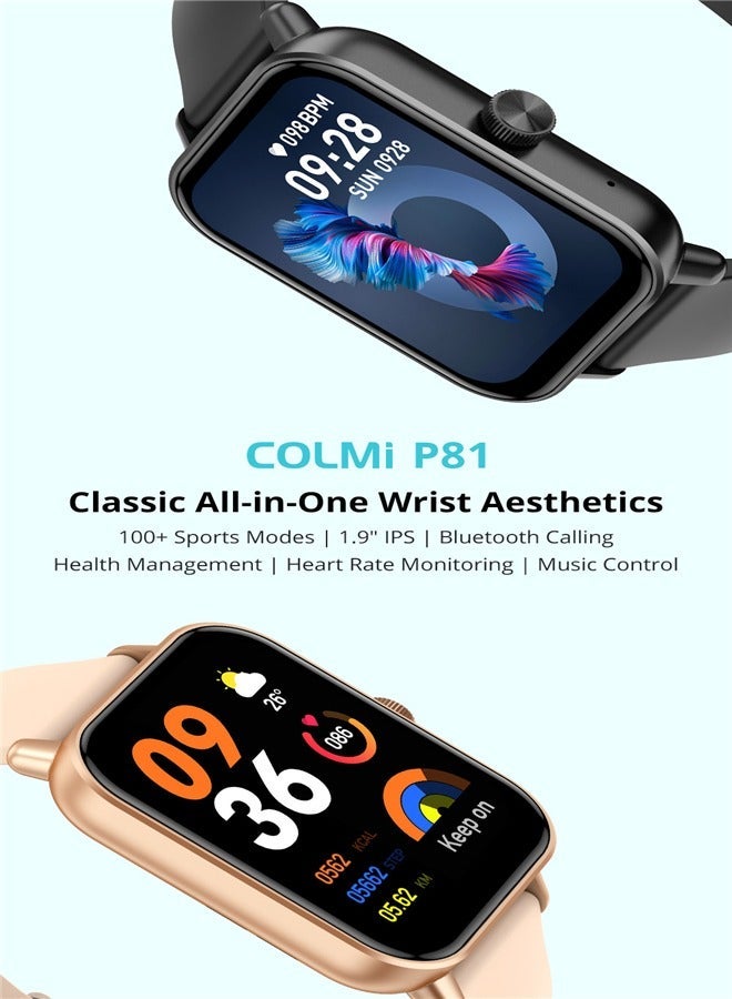 ColMi Men's Women's Smartwatch, 1.9 Inch HD Fitness Tracker, Support Answering/Making Calls, Heart Rate/Sleep Monitoring, Pedometer, Calories, 100+ Sports Modes, IP68 Waterproof Fitness Watch, Available for Android and iOS - Image 2