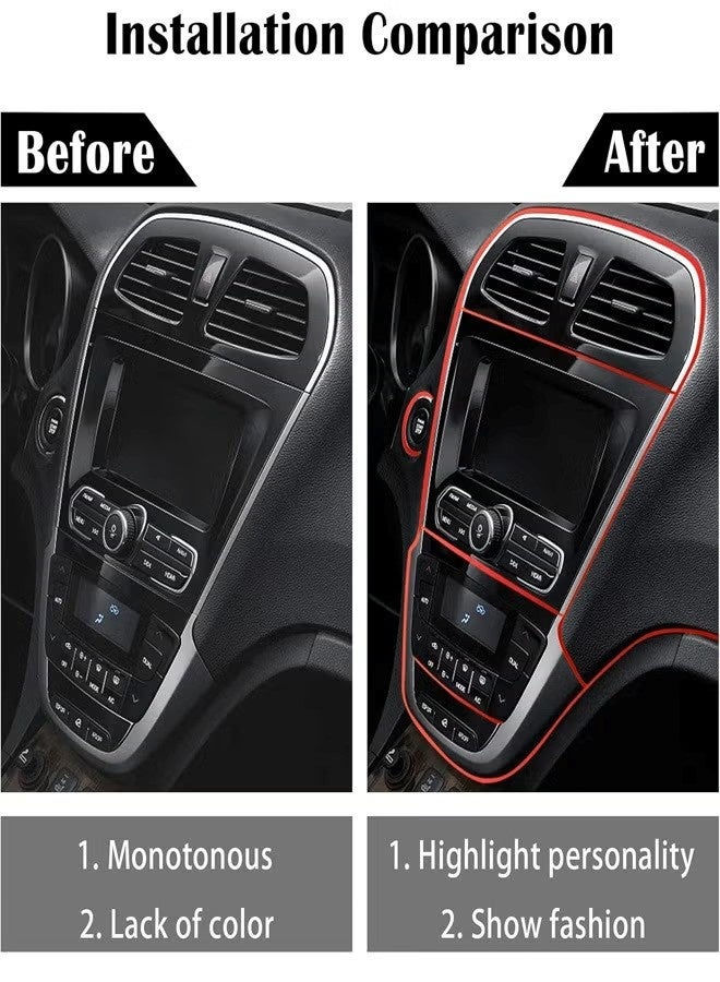 شرائط تزيين داخلية للسيارة بطول 16.4 قدم، مطلية بالكهرباء، لتزيين الأبواب ولوحة القيادة، ملحقات تزيين داخلية مرنة مع أداة تركيب - Image 2