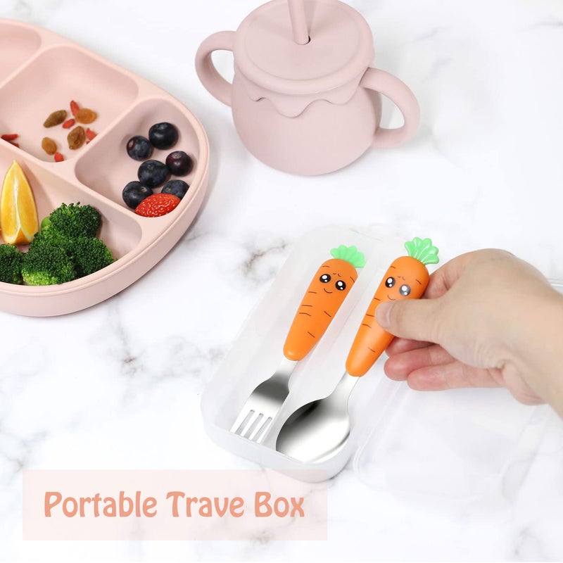 Ginbear Toddler Utensils with Case, Non-toxic Kids Spoons and Forks for Ages 18 Months+, Cute Child Flatware Set - Image 2