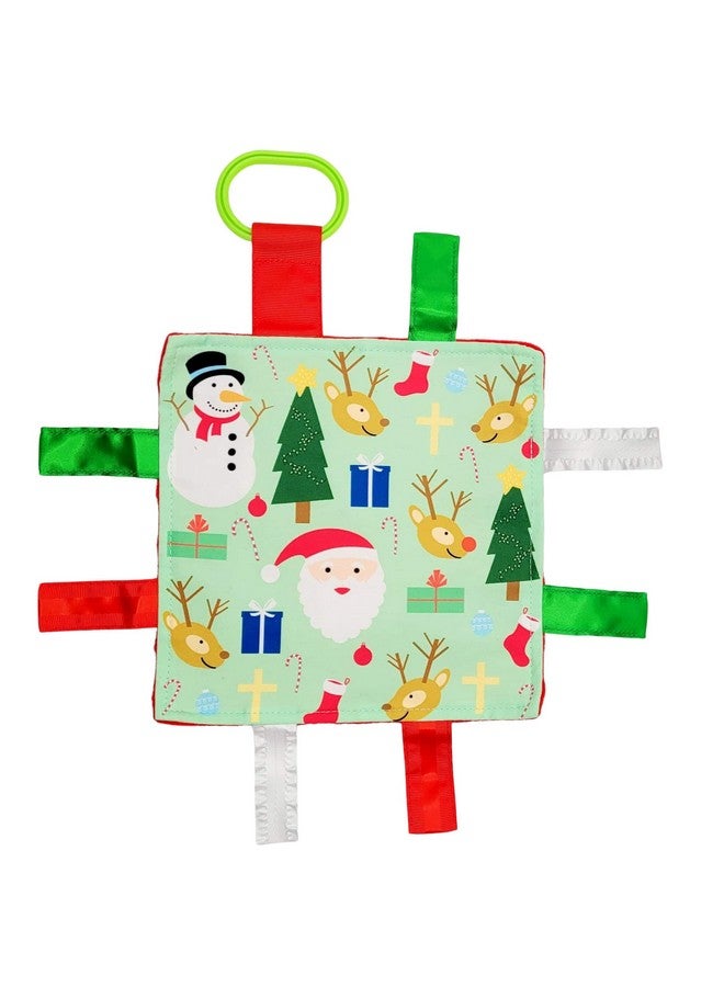 The Learning Lovey Baby's First Christmas Crinkle Tag Toy Lovey with Santa Reindeer & Rudolph Stocking Stuffer - Image 1
