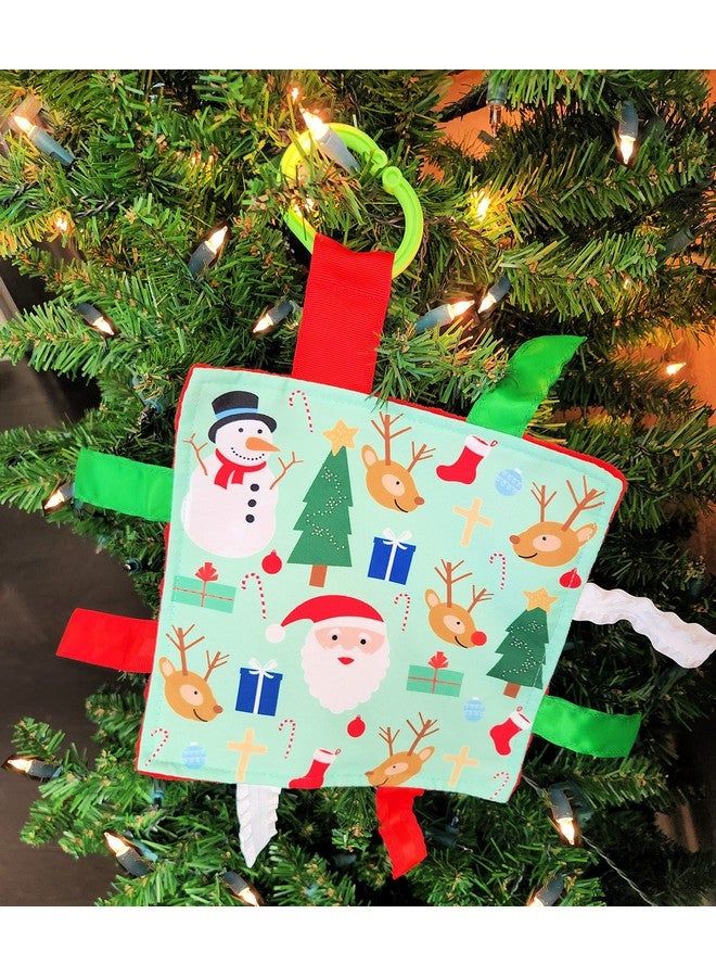 The Learning Lovey Baby's First Christmas Crinkle Tag Toy Lovey with Santa Reindeer & Rudolph Stocking Stuffer - Image 2