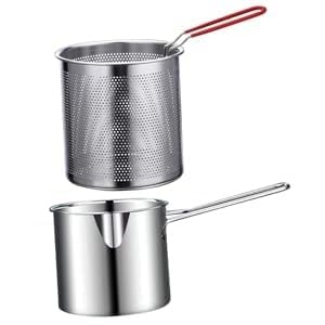 PIHARVA Small Deep Frying Pot With Strainer Basket Cloud Search Deep Frying Pan Deep Frying Pot For Frying French FriesChicken WingsShrimpFishBoilingpasta Charcoal Water Filters Deep Fryer - Image 3