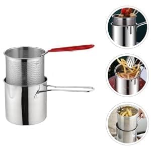 PIHARVA Small Deep Frying Pot With Strainer Basket Cloud Search Deep Frying Pan Deep Frying Pot For Frying French FriesChicken WingsShrimpFishBoilingpasta Charcoal Water Filters Deep Fryer - Image 1