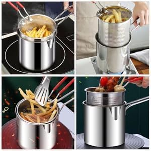 PIHARVA Small Deep Frying Pot With Strainer Basket Cloud Search Deep Frying Pan Deep Frying Pot For Frying French FriesChicken WingsShrimpFishBoilingpasta Charcoal Water Filters Deep Fryer - Image 5