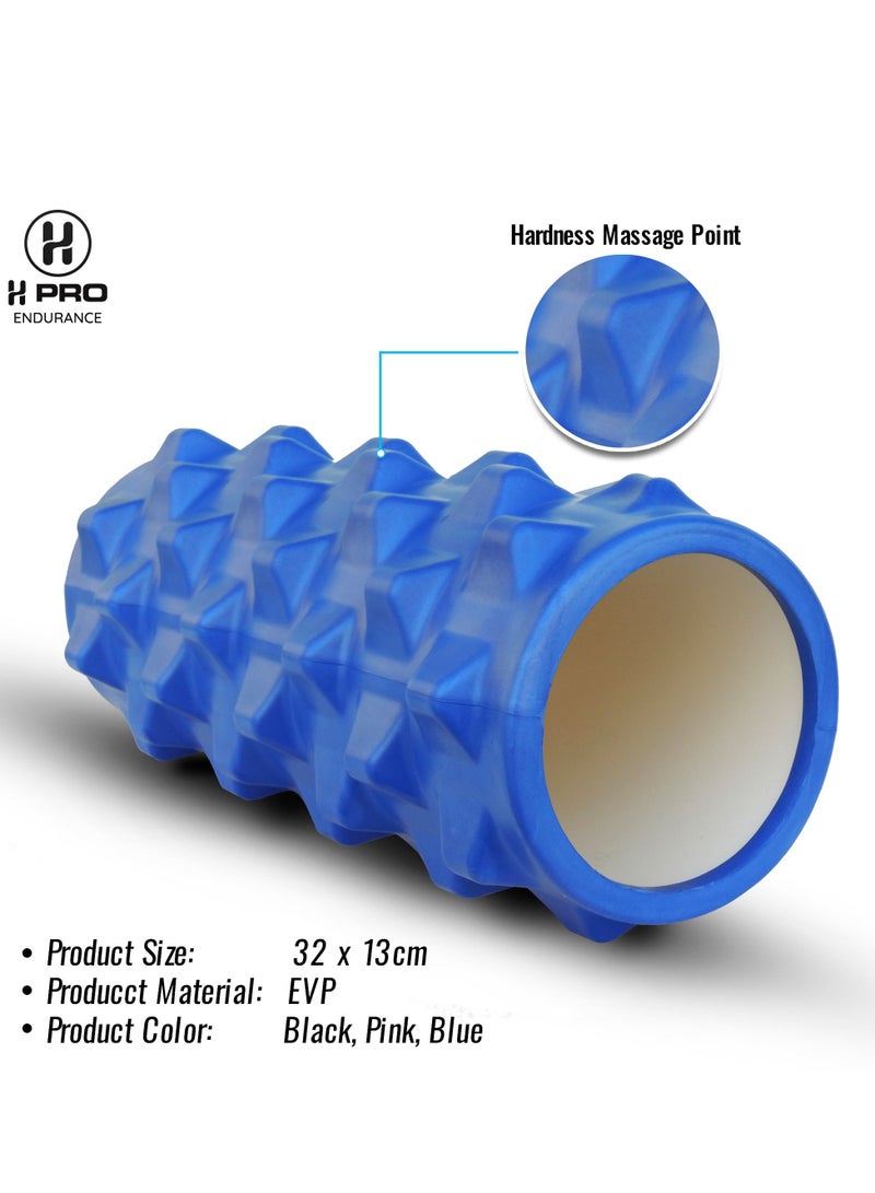 H PRO أسطوانة فوم عالية الكثافة للعلاج الطبيعي | أسطوانة يوغا للتمارين واستعادة العضلات | مدلك للعضلات والظهر | أزرق - Image 3