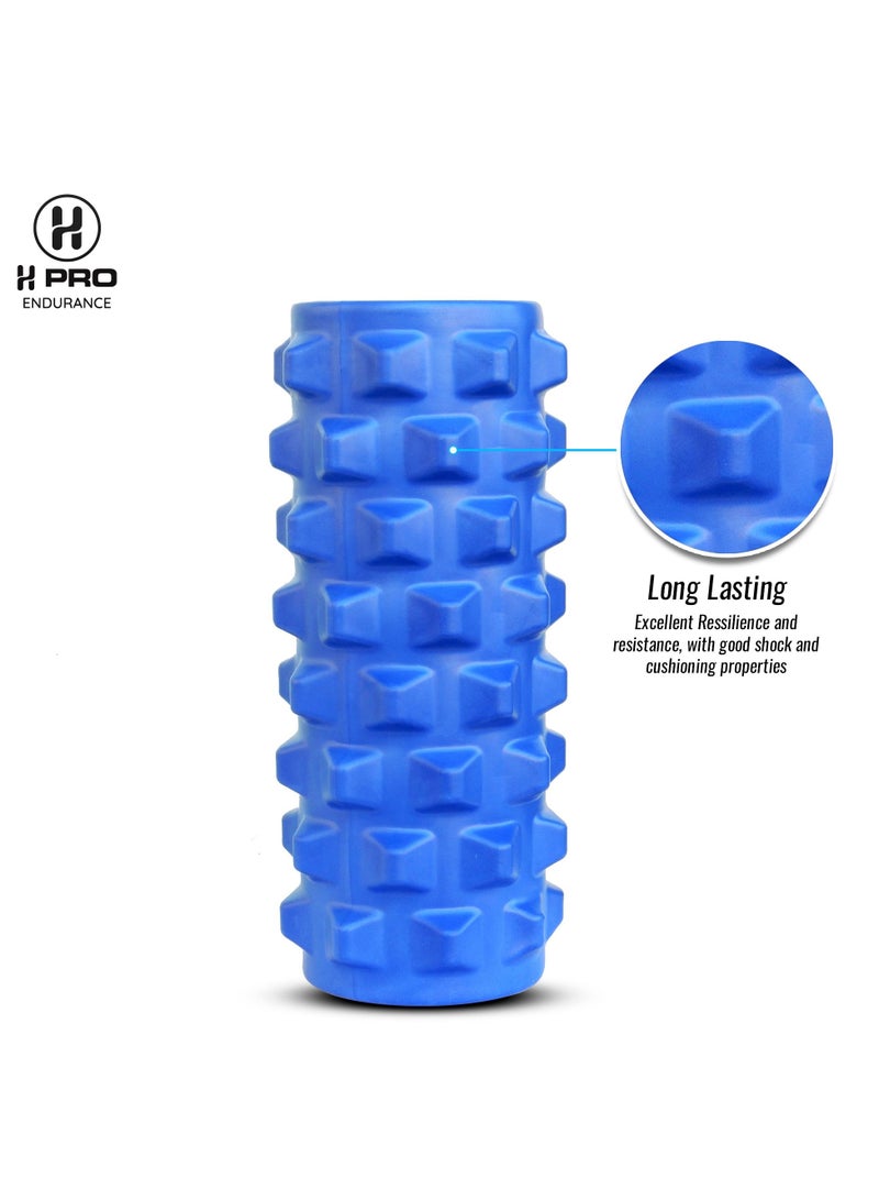 H PRO أسطوانة فوم عالية الكثافة للعلاج الطبيعي | أسطوانة يوغا للتمارين واستعادة العضلات | مدلك للعضلات والظهر | أزرق - Image 5