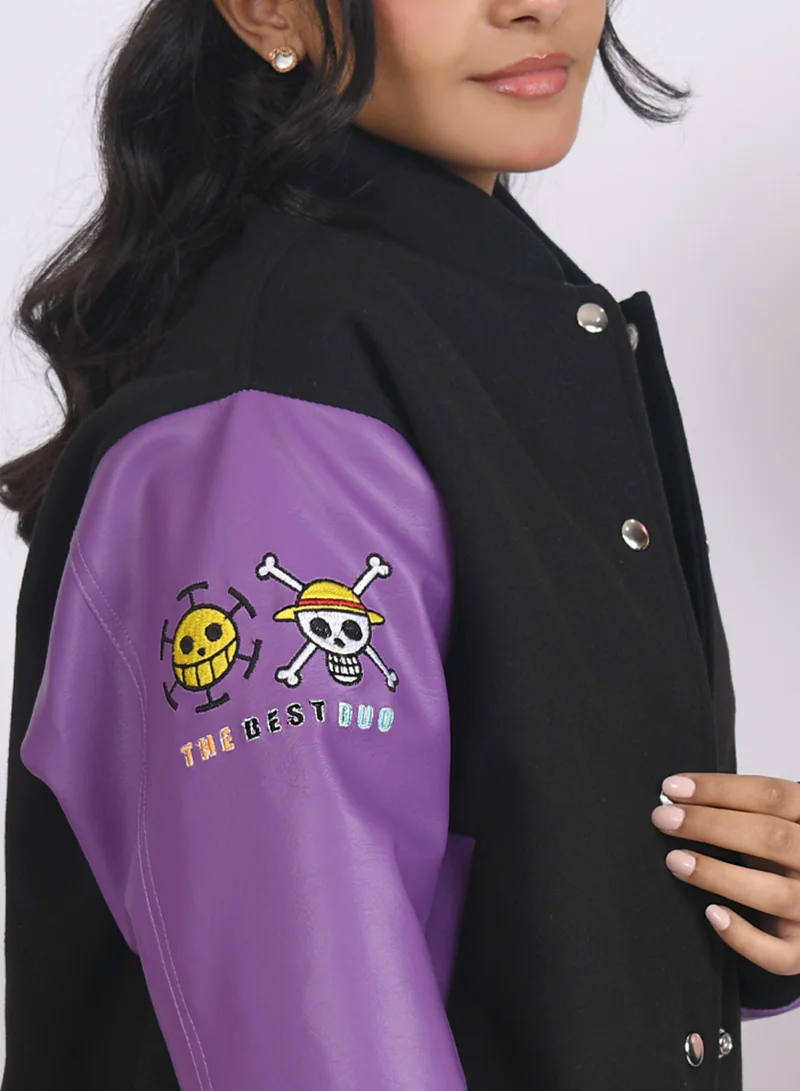 عبايات حوراء جاكيت تخرج بأكمام جلد مع إمكانية تطريز الاسم وسنة التخرج