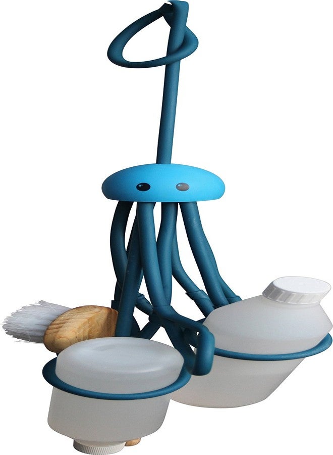 Octopus Formverkert Octopus Shower Caddy (in Blue) - Shower Gel Shampoo Conditioner Brush Razors Toys Accessories Holder, 9 Slots, Fits All Sized Bottles, Stylish Fun Bath Shower Organizer, Designed in Sweden - Image 1