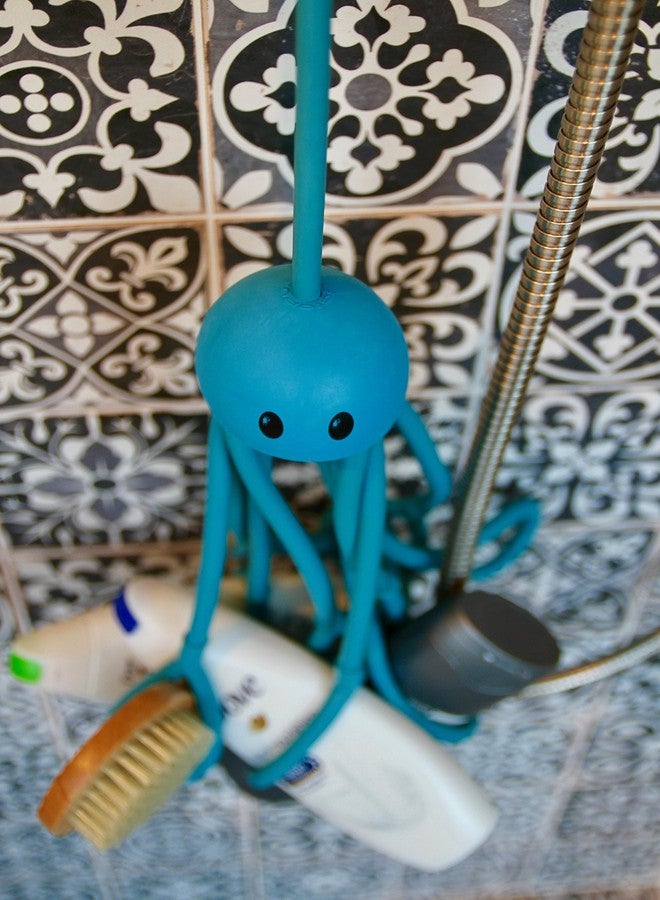 Octopus Formverkert Octopus Shower Caddy (in Blue) - Shower Gel Shampoo Conditioner Brush Razors Toys Accessories Holder, 9 Slots, Fits All Sized Bottles, Stylish Fun Bath Shower Organizer, Designed in Sweden - Image 4