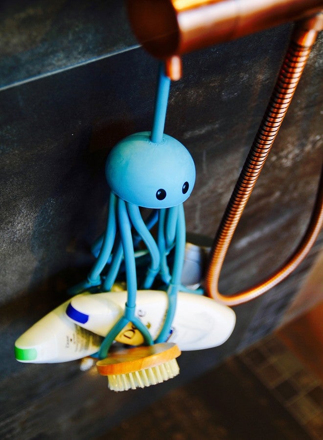 Octopus Formverkert Octopus Shower Caddy (in Blue) - Shower Gel Shampoo Conditioner Brush Razors Toys Accessories Holder, 9 Slots, Fits All Sized Bottles, Stylish Fun Bath Shower Organizer, Designed in Sweden - Image 3