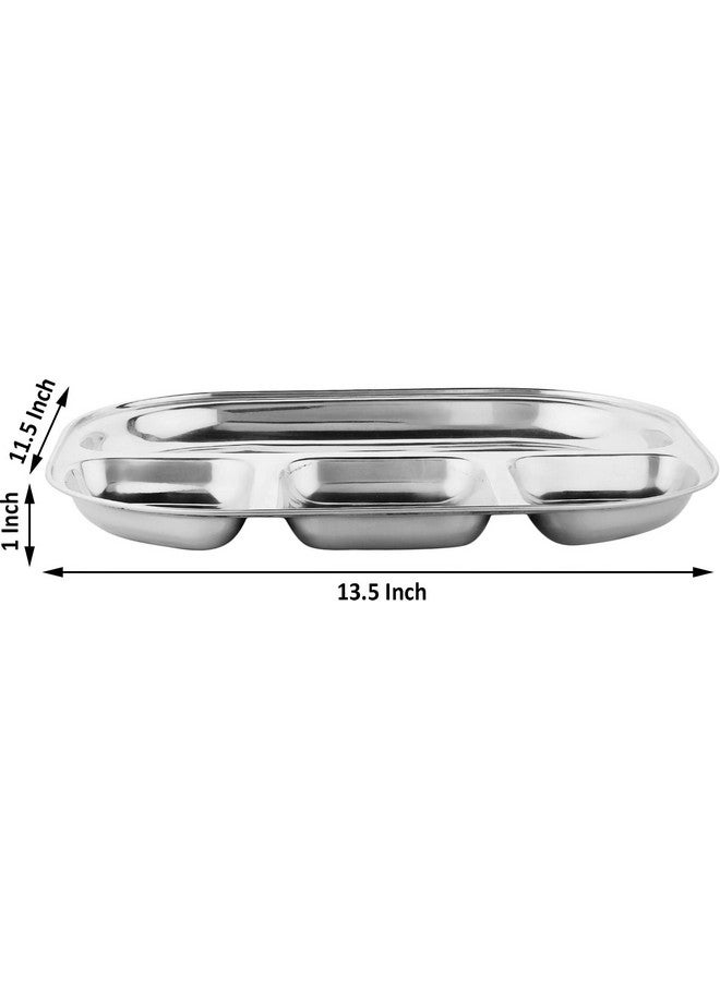 TORPPEZA Stainless Steel Partition Plate 4 in1 / Bhojan Thali/Dinner Plate Pack of 6 - Image 2