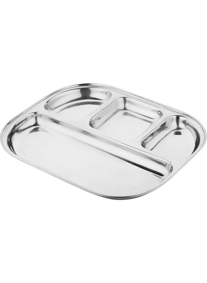 TORPPEZA Stainless Steel Partition Plate 4 in1 / Bhojan Thali/Dinner Plate Pack of 6 - Image 4
