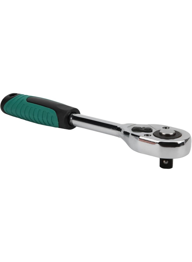 GGOOT Hardware Tools 1/2in Ratchet Wrench, 2-Way Drive Quick Release Spanner, Non-Slip Grip Handle, Ideal for Hardware Tools, Green - Image 1