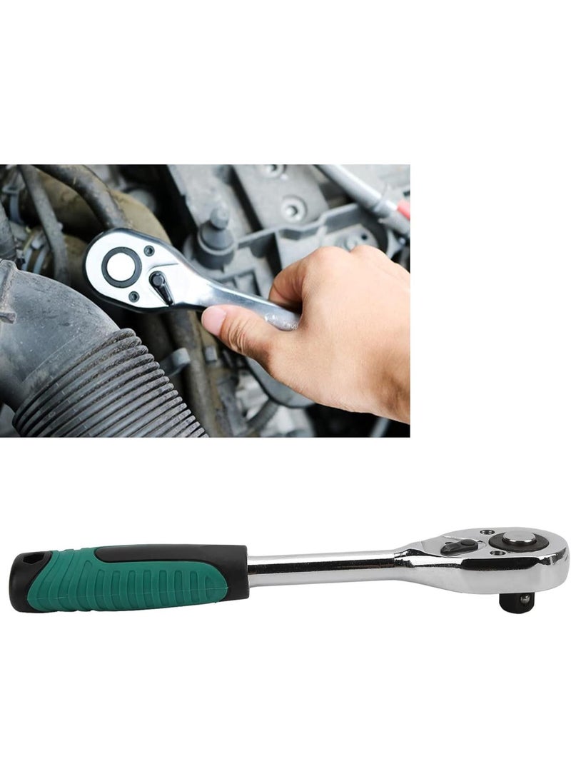 GGOOT Hardware Tools 1/2in Ratchet Wrench, 2-Way Drive Quick Release Spanner, Non-Slip Grip Handle, Ideal for Hardware Tools, Green - Image 4