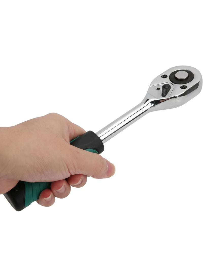 GGOOT Hardware Tools 1/2in Ratchet Wrench, 2-Way Drive Quick Release Spanner, Non-Slip Grip Handle, Ideal for Hardware Tools, Green - Image 2