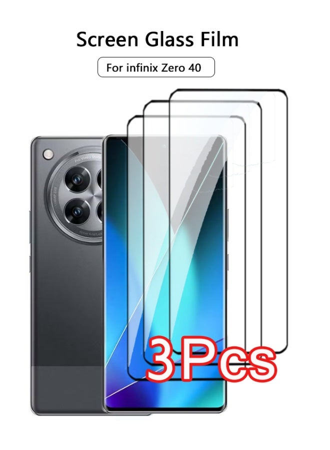 حزمة 3 واقي شاشة متوافق مع إنفينكس زيرو 40 5G (6.78 بوصة) واقي زجاجي مناسب لإنفينكس زيرو 40 5G، فيلم حماية زجاجي مقسى - Image 1