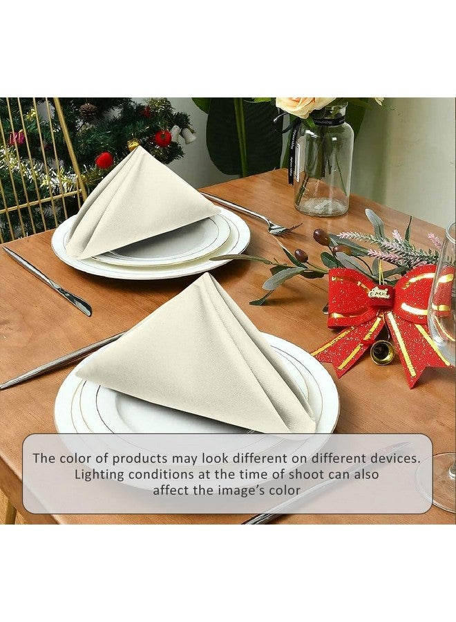 Ruvanti Cloth Napkins Set of 12, 18x18 Inches Napkins Cloth Washable, Soft, Durable, Absorbent, Cotton Blend. Table Dinner Napkins Cloth for Hotel, Lunch, Restaurants, Wedding Parties - Ivory/Cream - Image 4