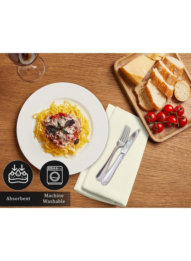 Ruvanti Cloth Napkins Set of 12, 18x18 Inches Napkins Cloth Washable, Soft, Durable, Absorbent, Cotton Blend. Table Dinner Napkins Cloth for Hotel, Lunch, Restaurants, Wedding Parties - Ivory/Cream - Image 5