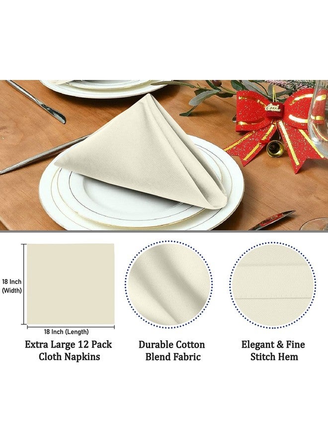 Ruvanti Cloth Napkins Set of 12, 18x18 Inches Napkins Cloth Washable, Soft, Durable, Absorbent, Cotton Blend. Table Dinner Napkins Cloth for Hotel, Lunch, Restaurants, Wedding Parties - Ivory/Cream - Image 3