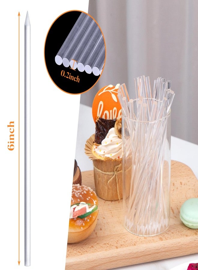 HANSGO 28PCS Acrylic Cake Pop Sticks, 6 Inch Crystal Clear Sticks for Cake Toppers, Lollipops, Candy Apples, Dessert, Sturdy and Reusable, Safe Tips, Elegant Party Supplies- 0.2 Inch Diameter - Image 2