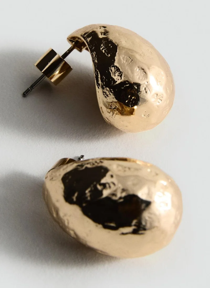 MANGO Textured Drop Earrings