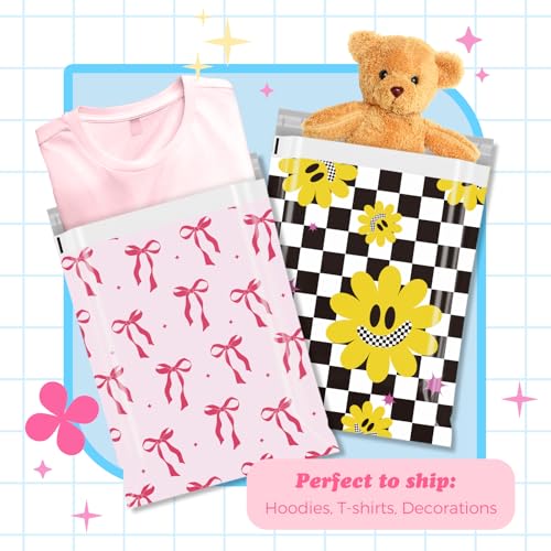 Fuxury Poly Mailers 10x13 Inch 50Pcs Shipping Bags for Clothing Strong Adhesive Shipping Envelopes for Small Business Self Seal Pink Bows Poly Bag Mailing Envelopes - Image 4