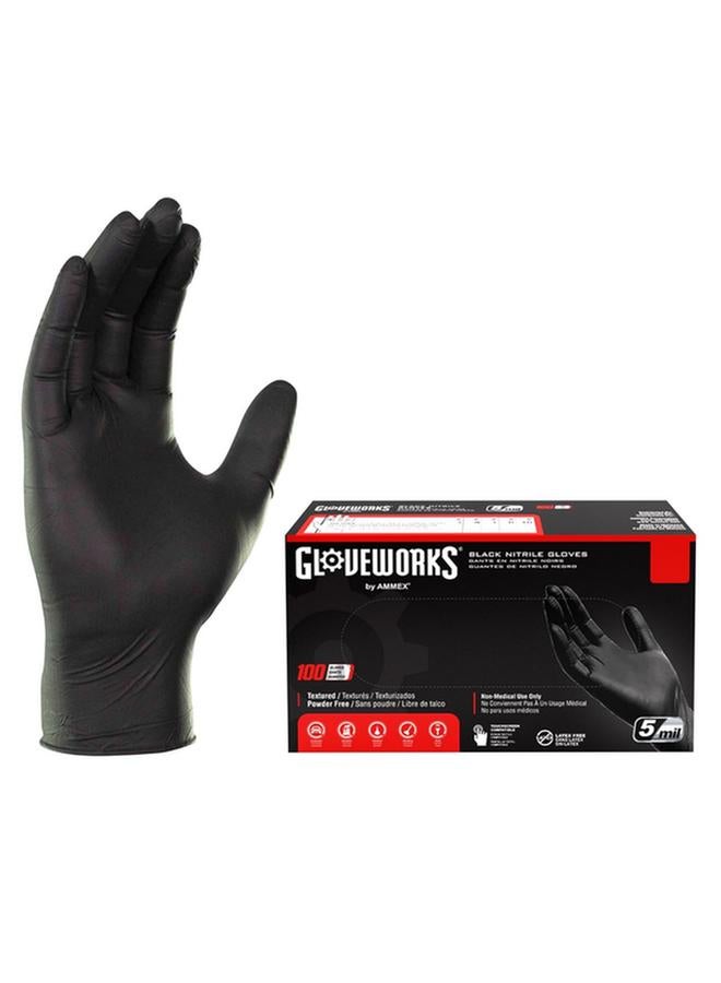Ammex Gloveworks Latex Free Polymer Coated Industrial Nitrile Gloves Black Large GPNB46100 - Image 1