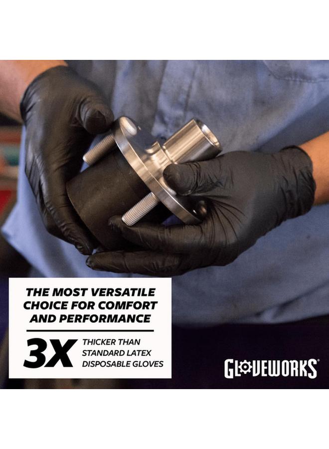 Ammex Gloveworks Latex Free Polymer Coated Industrial Nitrile Gloves Black Large GPNB46100 - Image 2