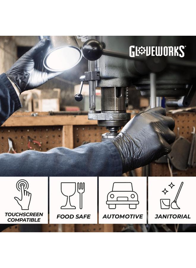 Ammex Gloveworks Latex Free Polymer Coated Industrial Nitrile Gloves Black Large GPNB46100 - Image 4