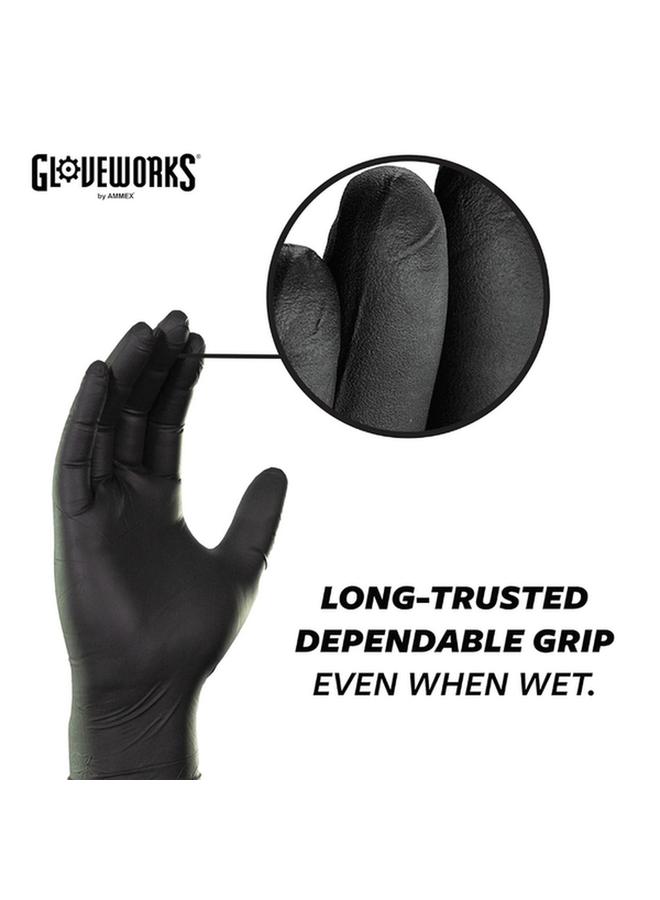 Ammex Gloveworks Latex Free Polymer Coated Industrial Nitrile Gloves Black Large GPNB46100 - Image 3