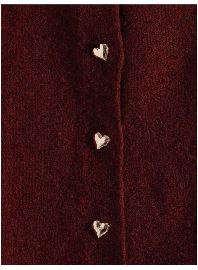 Verdusa Women's 2 Piece Elegant Outfits Button Up Cardigan with Sweater Skirt Set Winter Clothing, Burgundy, S - Image 4