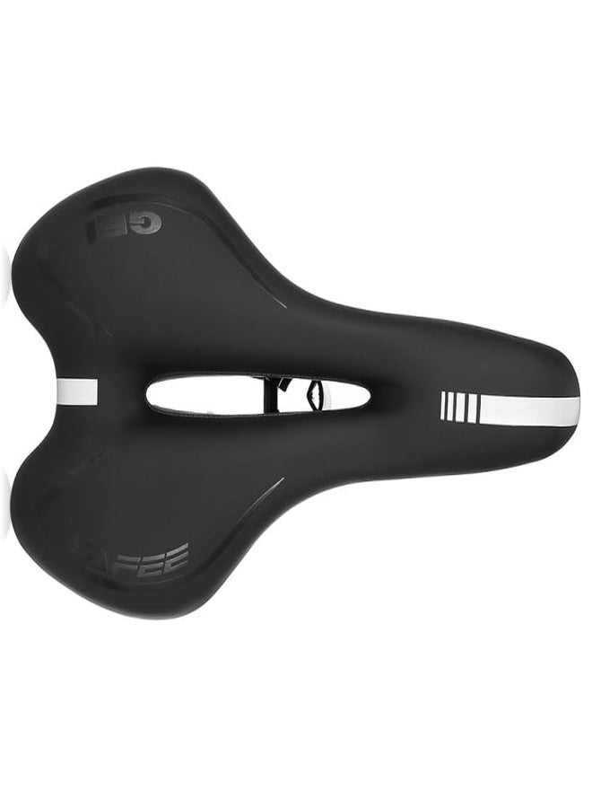 Lista Premium Gel Bicycle Seat Cushion - Ergonomic Silicone MTB & Road Bike Saddle with Hollow Vent Design, Shock-Absorbing, Soft & Comfortable Cycling Seat with Reflective Strip (Black) - Image 1