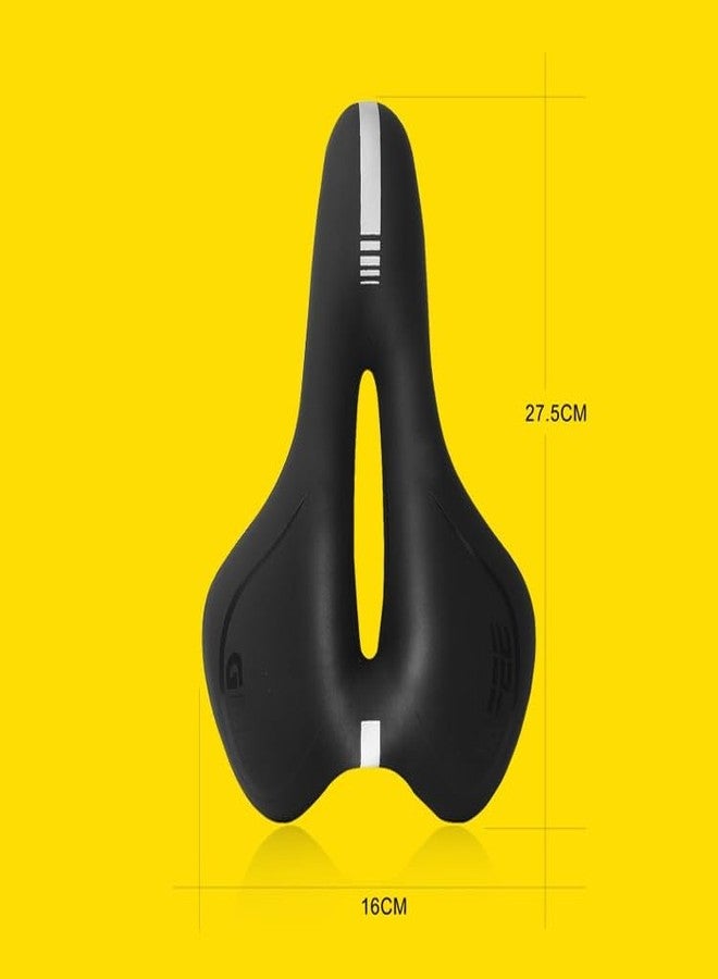 Lista Premium Gel Bicycle Seat Cushion - Ergonomic Silicone MTB & Road Bike Saddle with Hollow Vent Design, Shock-Absorbing, Soft & Comfortable Cycling Seat with Reflective Strip (Black) - Image 2