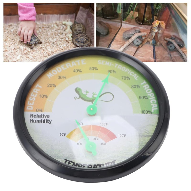 Thermometer Hygrometer Dial High Precise Pointer Type Mechanical Temperature and Humidity for Reptile Pet ABS PC Aluminum 74mm 2.91in - Image 2