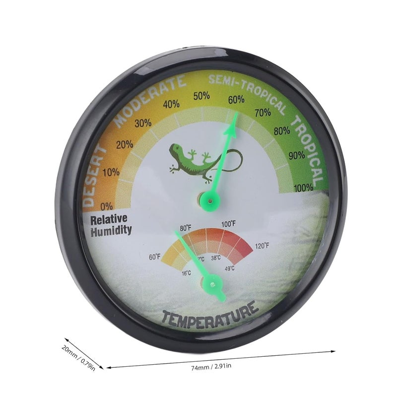 Thermometer Hygrometer Dial High Precise Pointer Type Mechanical Temperature and Humidity for Reptile Pet ABS PC Aluminum 74mm 2.91in - Image 5
