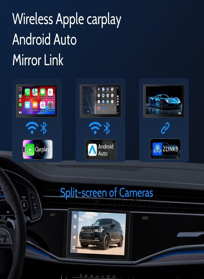 Haudio 7" Car Stereo Double Din Wireless Apple Carplay Radio Screen for Car Audio Receivers, Bluetooth 5.0 Car Play Android Auto Touchscreen, Channel RCA, Backup Camera, SWC, FM/AM|Car Audio Receivers - Image 2