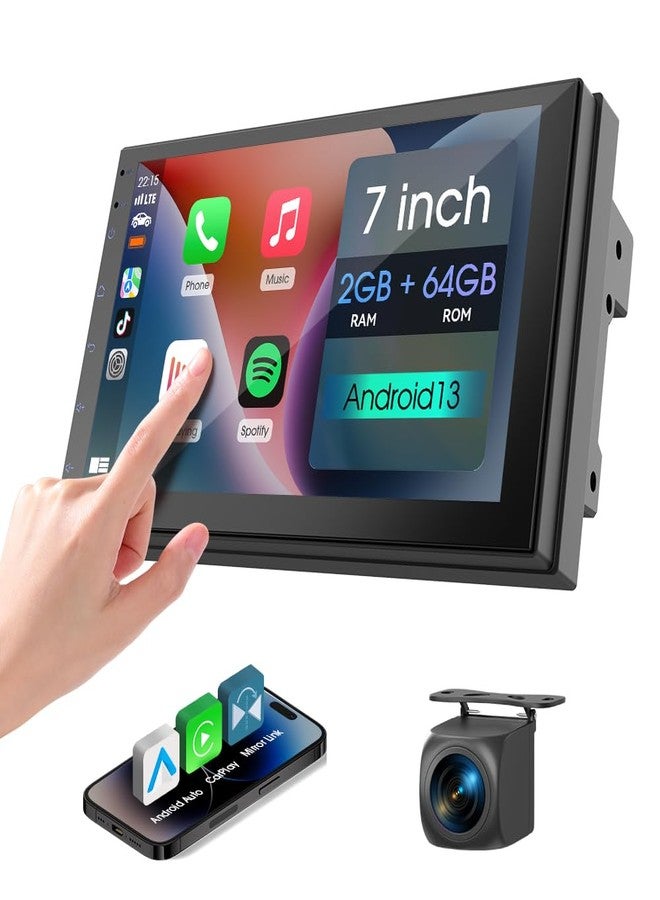Haudio 7" Car Stereo Double Din Wireless Apple Carplay Radio Screen for Car Audio Receivers, Bluetooth 5.0 Car Play Android Auto Touchscreen, Channel RCA, Backup Camera, SWC, FM/AM|Car Audio Receivers - Image 1