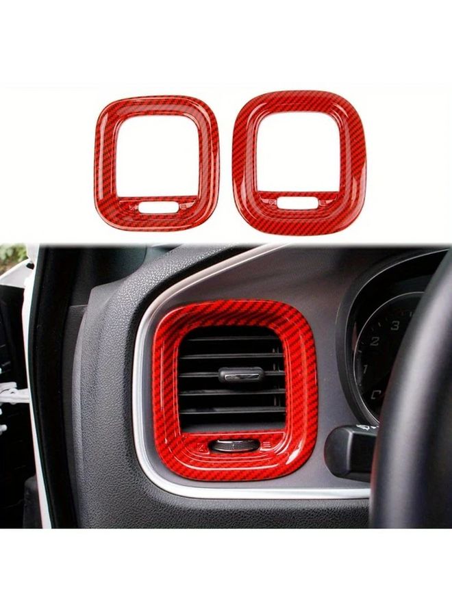 Carbon Fiber Red Air Vent Cover AC Outlet Trim For Dodge Charger 2015 2016 2017 2018 2019 2020 Plus - Image 5